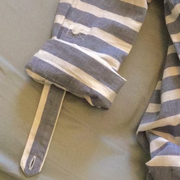 NWOT Splendid stripe cotton chambray button down shirt w convertible sleeves - Picture 9 of 11